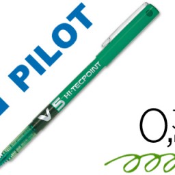 Bolígrafo roller Pilot V-5 punta aguja tinta verde 0,5 mm.